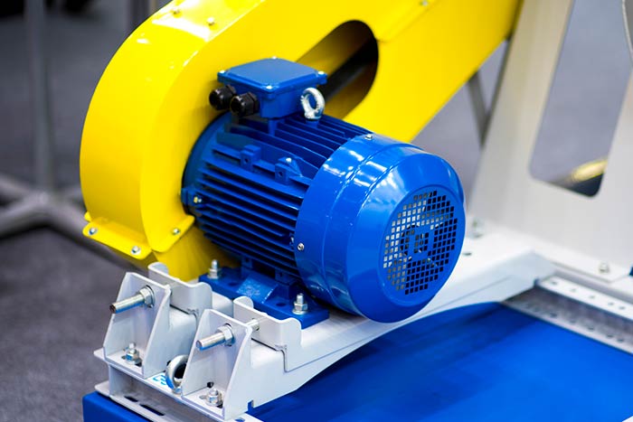 blue and yellow hydraulic-pump